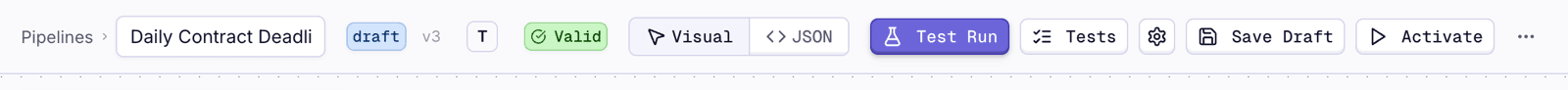 Activate, in the pipeline editor's toolbar.